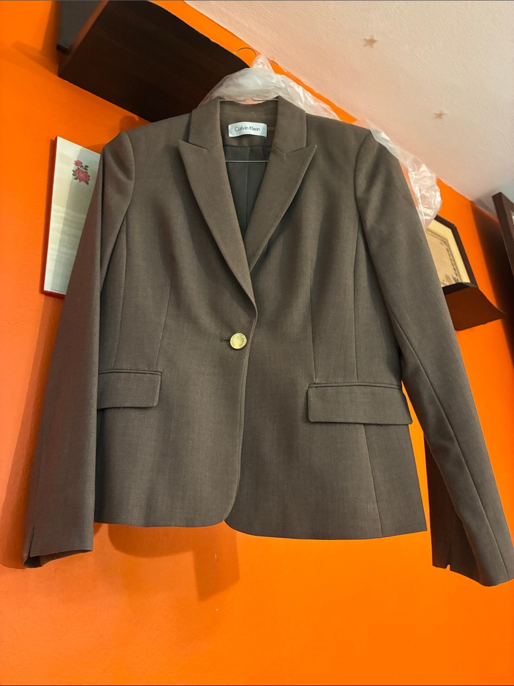 Calvin Klein Brown Single-Button Tailored Blazer